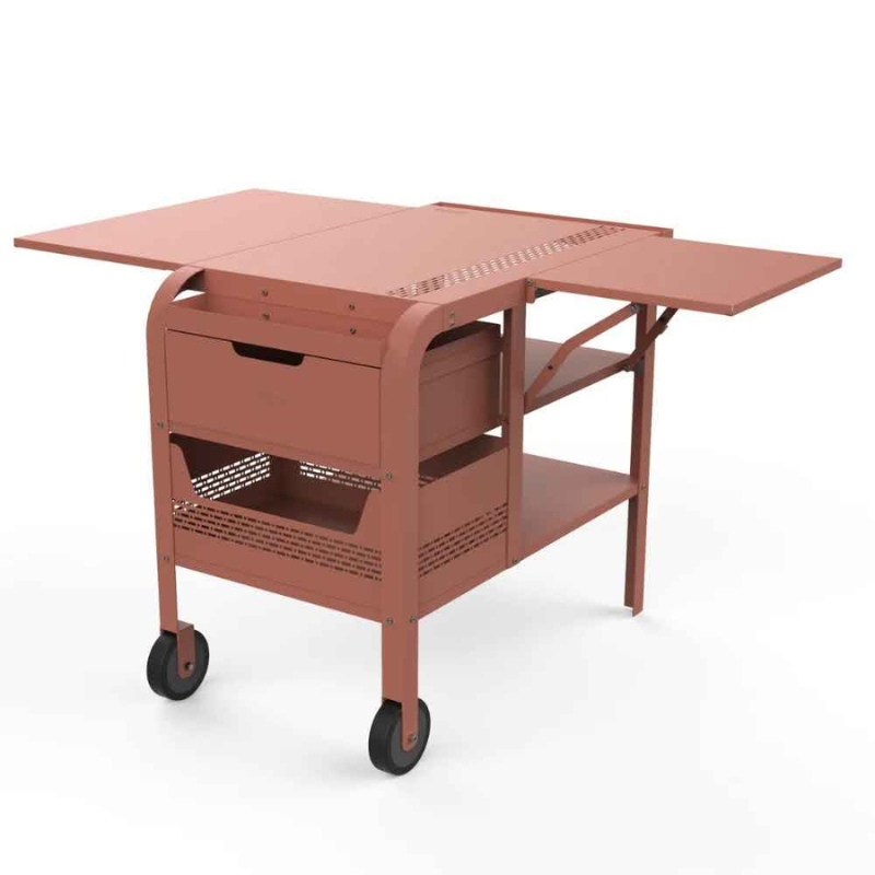 ZiiPa Fredda Deluxe Garden Trolley with Side Tables - Terracotta